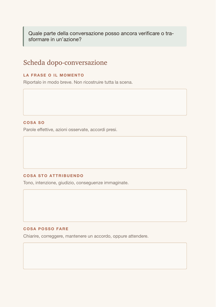 Applicare il metodo dopo una conversazione