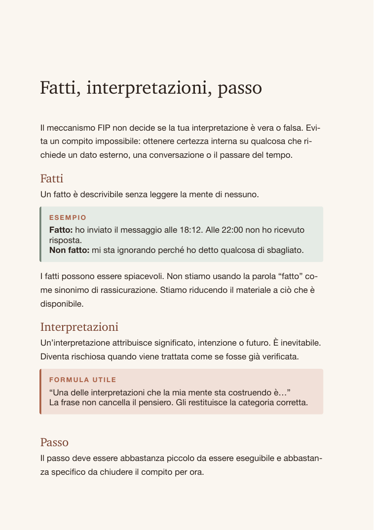 Separare fatti, interpretazioni e prossimo passo